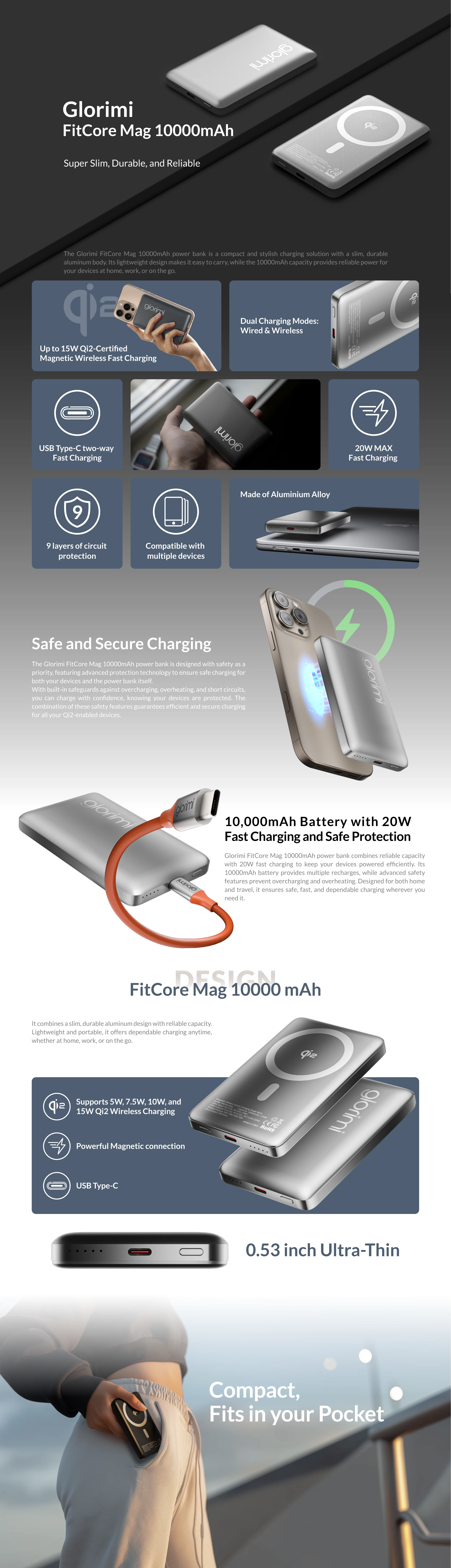 Glorimi FITCORE MAG 10000mAh Qi2