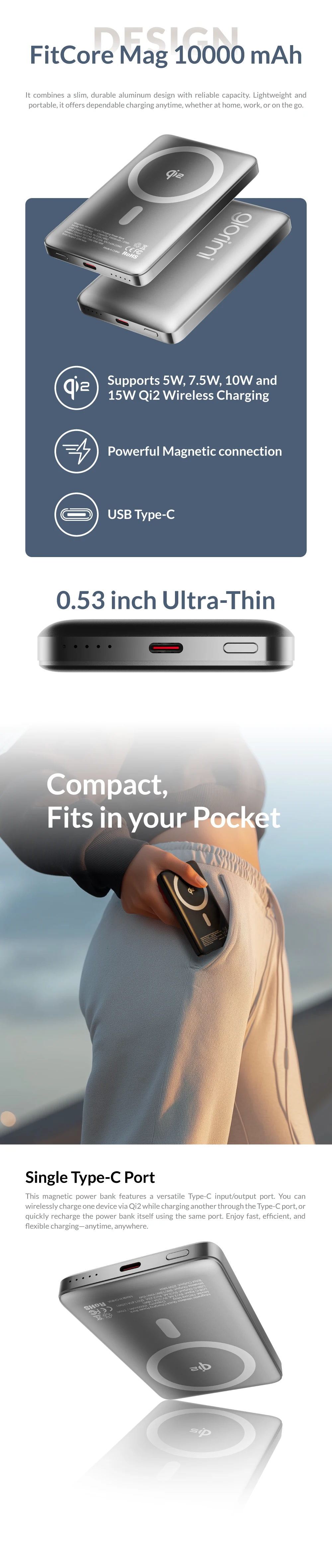 Glorimi FITCORE MAG 10000mAh Qi2