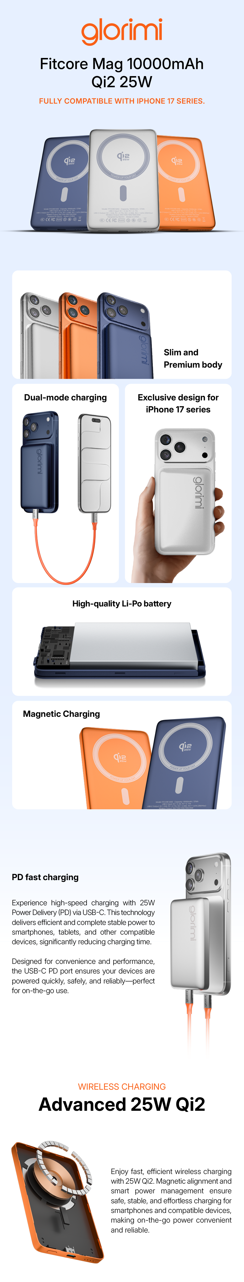 Glorimi FitCore Mag 10000mAh Qi2 25W