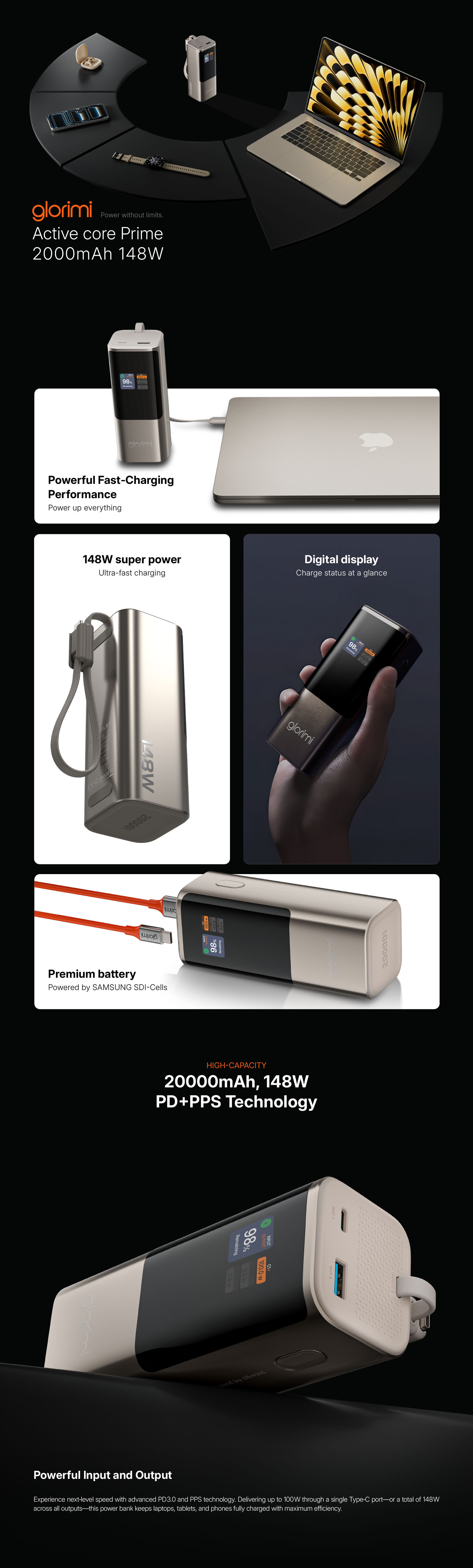 Glorimi ACTIVECORE PRIME 20000mAh 148W