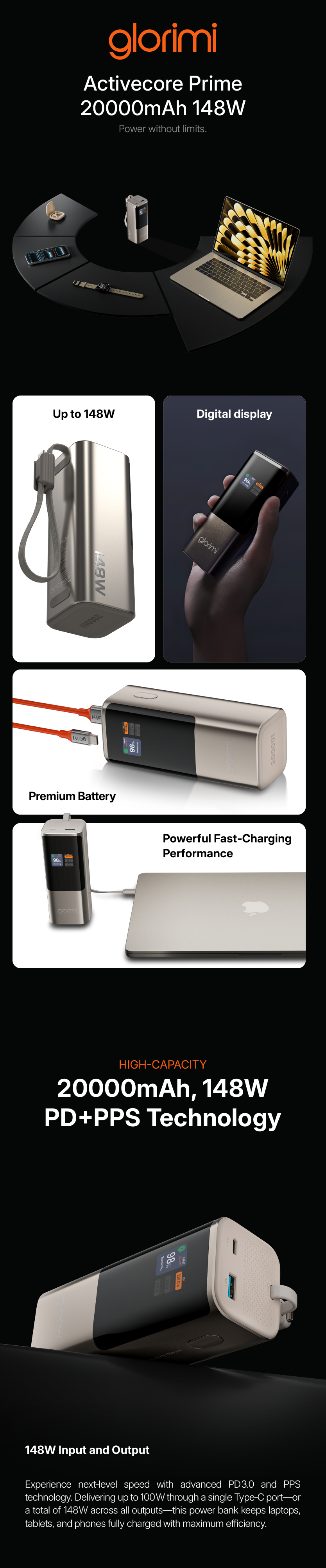 Glorimi ACTIVECORE PRIME 20000mAh 148W