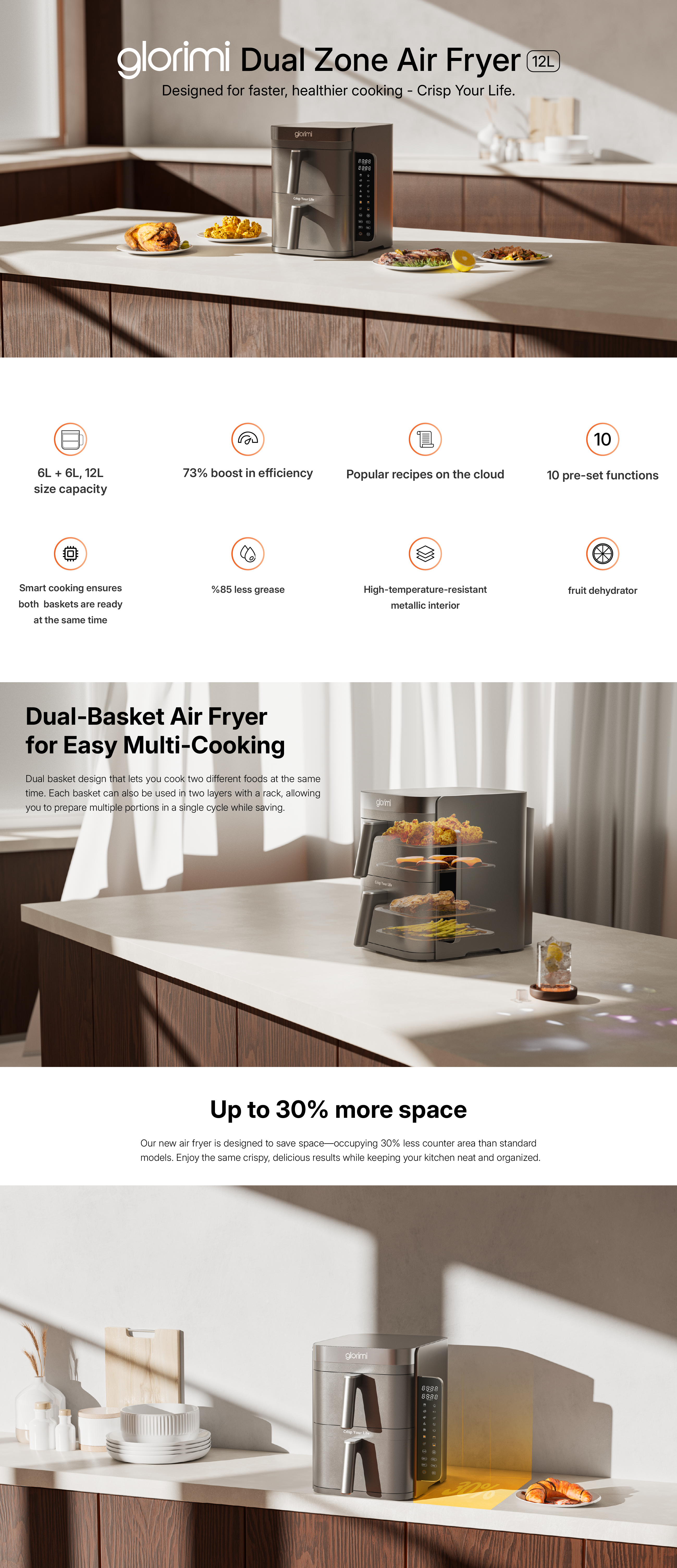 Glorimi Dual Zone Air Fryer 12L